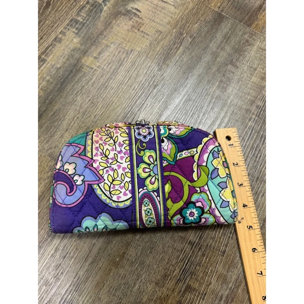Vera Bradley Plum Petals Quilted Heather Turnlock Wallet Kisslock Coin Purse